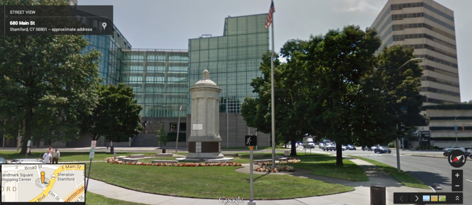 Stamford Soldiers Monument via Google Maps