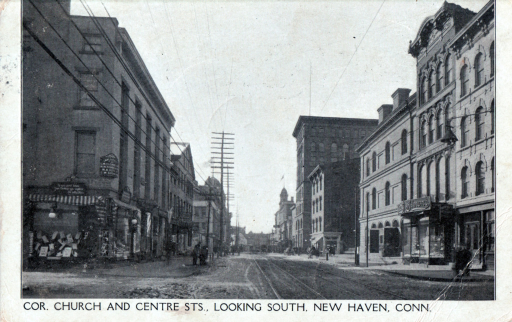 Church and Center Streets, New Haven – CT Postcards.net